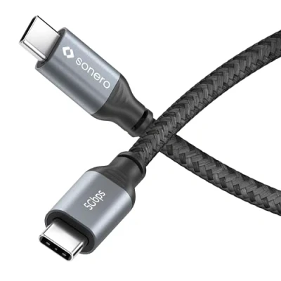 Afbeelding van Sonero® USB C naar kabel, 4K 60Hz beeldoverdracht, 3.2 Gen 1, DP Alt Mode, 5 GB/s gegevensoverdracht, 3A/20V/60W, grijs/zwart, 0,50 m