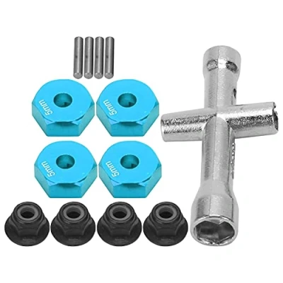 Afbeelding van RC Wiel Hex Adapter, 12mm 1/10 Auto Vrachtwagen Adapter + Antislip Moer Bout Kruissleutel Model Speelgoed Deel(Blauw)