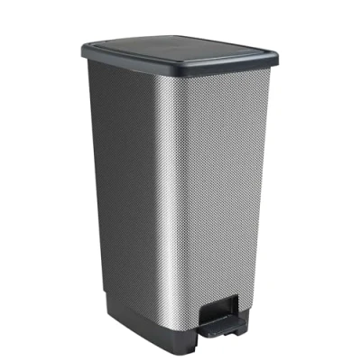 Afbeelding van SUNDIS Cover Bin, pedaalemmer 40 L, rechthoekig, van gerecycled plastic, koolstof uiterlijk, voor keuken, kantoor, wasruimte, garage, werkplaats