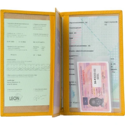 Afbeelding van Autopapieren mapje Compact Leer Lichtgeel