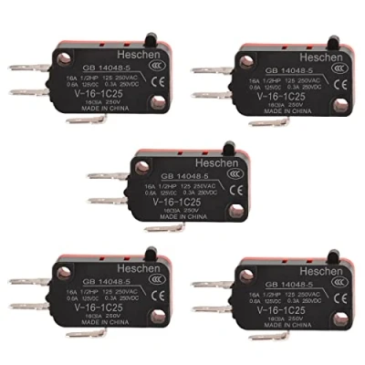 Afbeelding van Heschen Micro Schakelaar, V 16 1C25, SPDT, Pin Button Type, 16A 250VAC, 5PCS