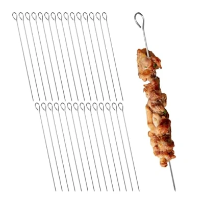 Afbeelding van Relaxdays bbq spiezen set van 30 rvs cm lang zilver