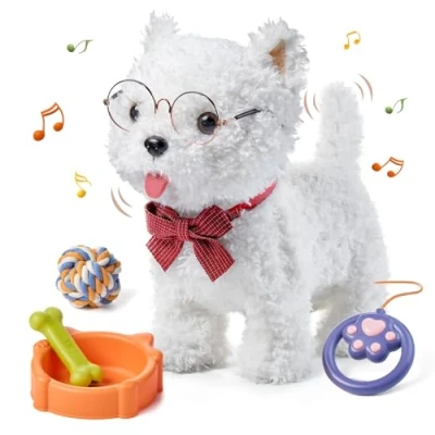 Afbeelding van Wandelend hondenspeelgoed voor kinderen, Elektronische Pluche Puppy Speelgoed Interactief Huisdieren Peuter 3 4 5 6+ Jaar Meisjes Jongens Gift Wandelingen/Blaffen/Shake Tail/Talk