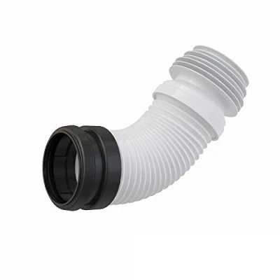 Afbeelding van Universeel bereik flexibele kunststof wc toilet afval hoekaansluiting 90 / 110 mm