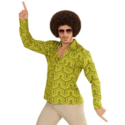 Afbeelding van WIDMANN Groen groovy jaren 70 blouse voor mannen S / M