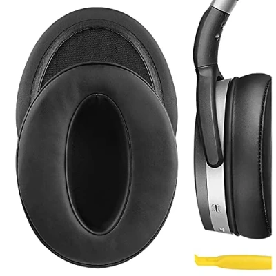 Afbeelding van Geekria QuickFit Eiwit lederen vervangende oorkussens voor Sennheiser HD4.50BT, HD4.50BTNC, HD4.40BT hoofdtelefoon oorkussens, headset oorschelpen reparatie onderdelen (zwart)