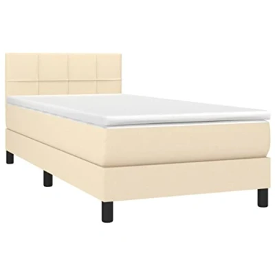 Afbeelding van vidaXL Boxspring met matras en LED stof crèmekleurig 80x200 cm