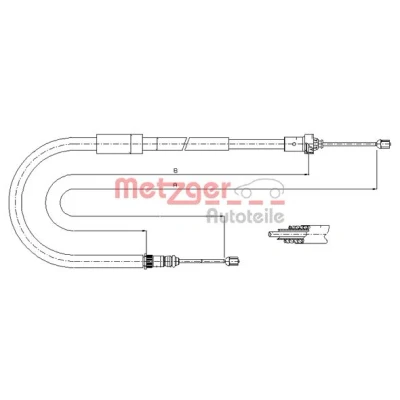 Afbeelding van METZGER 11.6663 Handremkabel Rechts achter 1375/1262mm Schijfremmen COFLE RENAULT: Modus / Grand