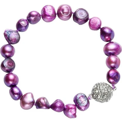 Afbeelding van Behave Armband van zoetwater parels met bolvormige magneetsluiting steentjes