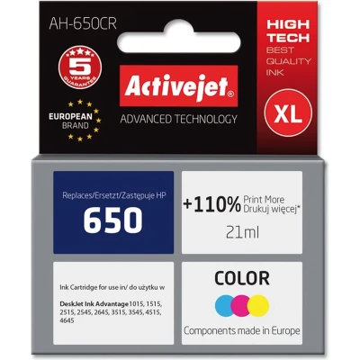 Afbeelding van Activejet AH 650CR inkt (vervanging voor HP 650 CZ102AE; Premium; 21 ml; kleur)
