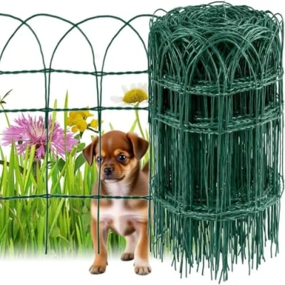 Afbeelding van Amagabeli 0,4 m x 25 tuinrandhek, groen, 2,95 mm RAL6005 metaaldraad PVC gecoat hek roestvrij net voor buiten barrière bloemendieren DA140
