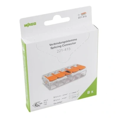 Afbeelding van Wago verbindingsklem max. 4 mm2 met hendel 5 voudig blister 8 stuks