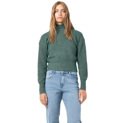 Afbeelding van Noisy may Dames Nmnella L/S High Neck Crop Knit FWD Noos gebreide trui, Combu Green/Detail:cc 1113, M