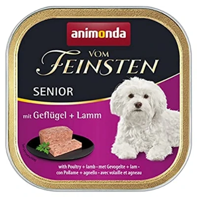 Afbeelding van animonda van de fijnste senior hondenvoer, natte voeding voor oudere honden vanaf 7 jaar, met gevogelte + lamm, 22 x 150 g