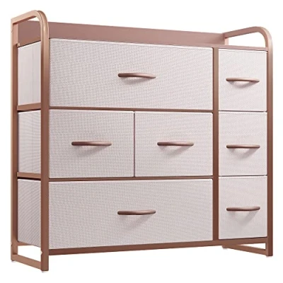Afbeelding van YITAHOME Commode, kast, opbergkast, 7 laden van stof met handgrepen, opbergcommode, roze