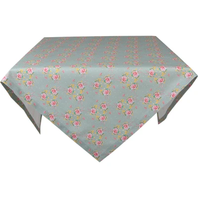 Afbeelding van Clayre &amp; Eef Tafelkleed 130x180 cm Groen Katoen Bloemen Tafellaken