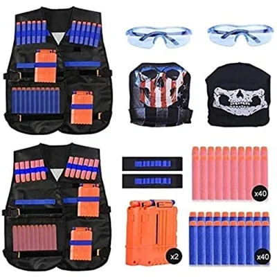 Afbeelding van EXTSUD 2 pack Tactisch vest jas set Nerf N Strike Elite set, voor kinderen, vest, accessoireset kinderen met 80 darts navulverpakking Guns serie