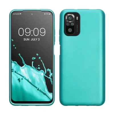 Afbeelding van kwmobile telefoonhoesje geschikt voor Xiaomi Redmi Note 10 / 10S Hoesje smartphone Back cover in metallic mintgroen