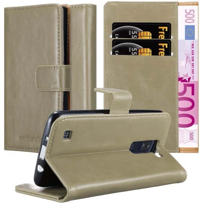 Afbeelding van Cadorabo Hoesje geschikt voor LG K8 2016 in CAPPUCCINO BRUIN Beschermhoes met magnetische sluiting, standfunctie en kaartvakje Book Case Cover Etui