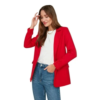 Afbeelding van Trendyol Damesblazer met button, rood, 40
