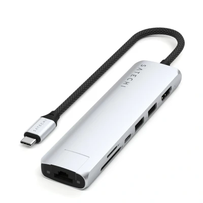 Afbeelding van Satechi 7 in 1 USB C Slim Multiport Adapter with Ethernet Silver