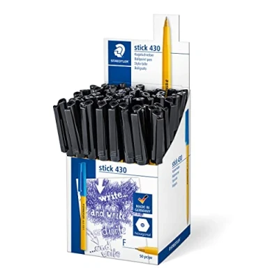 Afbeelding van Staedtler 430 F 9CP5 Stick Fine Balpen Zwart, Pack van 50