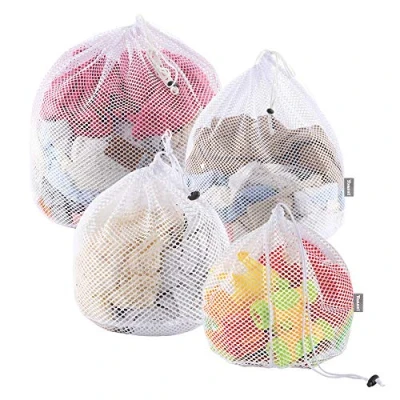 Afbeelding van 4 stuks waszakken, waszak, wasnet voor wasmachine met koordstopper, grote waszak wasmachine, wasgoed, ondergoed, babywas, sokken