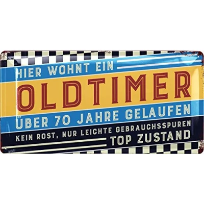 Afbeelding van LANOLU Retro metalen bord voor 70e verjaardag 70 JAAR Oldtime alternatief verjaardagskaart grappig cadeau man bord, 17 x 34 cm