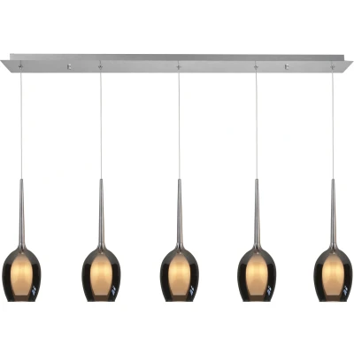 Afbeelding van HighLight Hanglamp Belle, rookgrijs/nikkel, lengte 110 cm 5 lamps glas