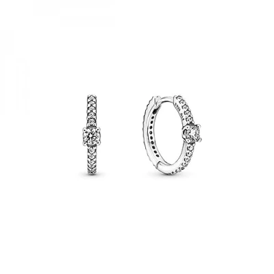 Afbeelding van Pandora 299406C01 Oorringen Sparkling Hoop zilver zirconia