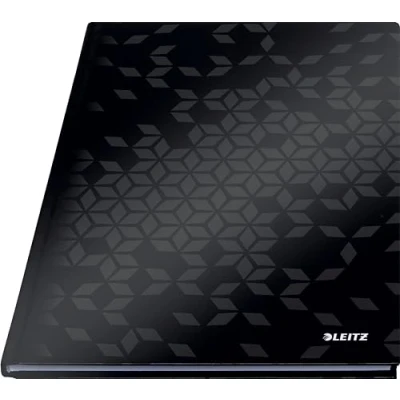 Afbeelding van Leitz WOW A4 Notitieboek Met Harde Kaft, Zwart, 80 Vellen, Geruit, Ivoorkleurige Vellen Van 90 Gsm,