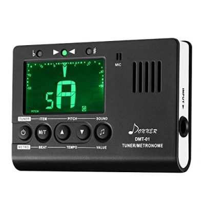 Afbeelding van Donner metronoom Tuner voor alle instrumenten gitaar, bas, viool, ukelele, trompet, chromatisch, klarinet, fluit, 3 in 1 digitale met tuner/metronoom/toongenerator, DMT 01