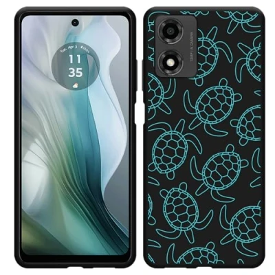 Afbeelding van Cazy Hoesje geschikt voor Motorola Moto E14 Siliconen Zwart Schildpadjes