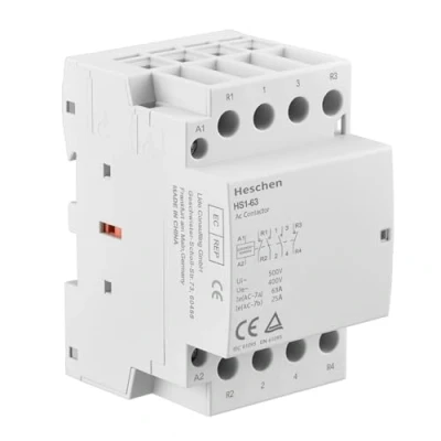 Afbeelding van Heschen Huishoudelijke AC Contactor, HS1 63, 4 Pole 2NO 2NC, 220V/240V Spoel Voltage, 35mm DIN Rail Mount