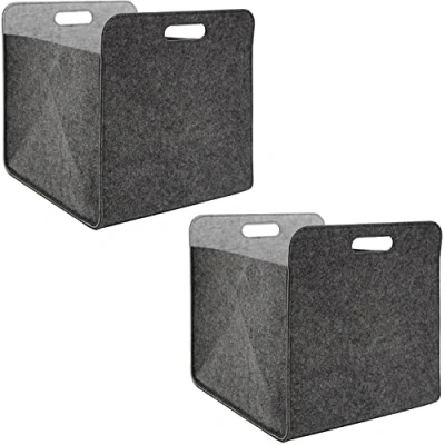Afbeelding van DuneDesign 2 delige set: 100% gerecycled vilt opbergdoos 33 x 38 compatibele dozen voor Kallax rek kleren boekenkast inzetstuk doos speelgoed Cube opbergdozen