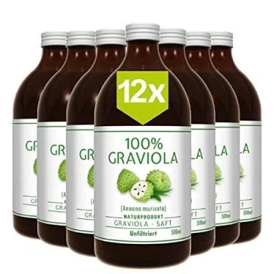 Afbeelding van 12 x 100% SOURSOP / GRAVIOLA SAP (12 500ml) ongefilterd &amp; veganistisch Graviola/ Corossol/ Guanabana/ Zuurzakken