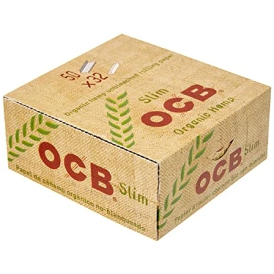 Afbeelding van OCB 73901 draaipapier ongebleekte biologische hennep Slim 50 boekjes à 32 vellen, lang papier 44 x 109 mm