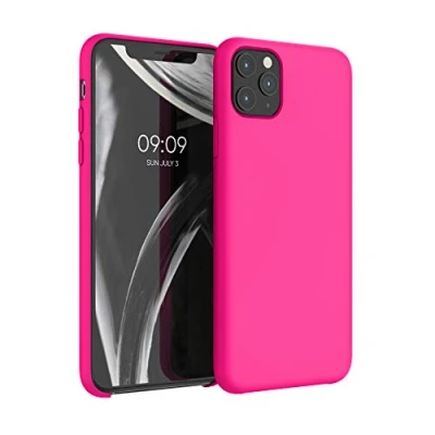 Afbeelding van kwmobile telefoonhoesje geschikt voor Apple iPhone 11 Pro Max Hoesje met siliconen coating Smartphone case in neon roze