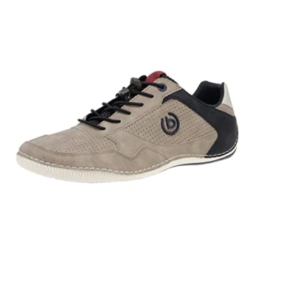 Afbeelding van bugatti heren Casual sneakers met flexibele zool, veterschoenen traagschuim, elastische schoenveters, Taupe, 42 EU