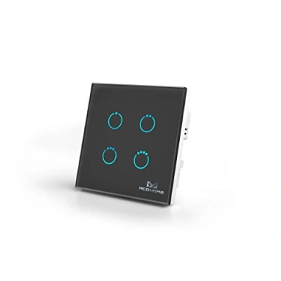 Afbeelding van MCO Home Z Wave Glass Touch Panel Switch, 4 relays, MH S314, zwart