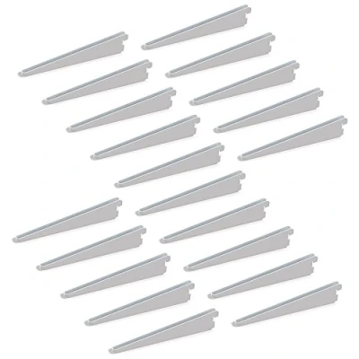 Afbeelding van Emuca Plankhoek voor lijstprofiel, dubbele boring, doorgang 32 mm 470 mm, set van 20 stuks, wit, 170