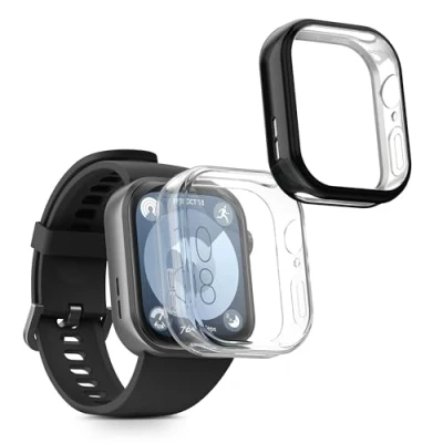 Afbeelding van kwmobile 2x hoes geschikt voor Huawei Watch Fit 3 Hoesje Cover van silicone activity tracker In transparant / zwart