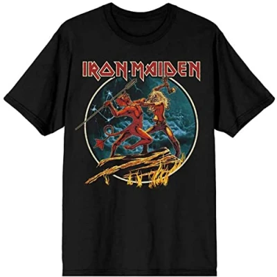 Afbeelding van Iron Maiden Number Of The Beast Run To Hills Circular Heren T shirt XL Zwart