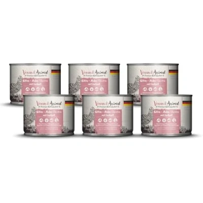 Afbeelding van Venandi Premium Kattenvoer, natvoer, kitten, kip met zalmolie, graanvrij extra vlees, 6 x 200 g (6 stuks)