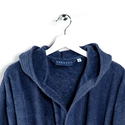 Afbeelding van Caleffi Menorca badjas met capuchon, katoen, indigo, XXL, 26715