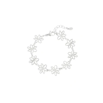 Afbeelding van Yehwang Armband Stainless Steel Flower Bloemen Zilverkleurig