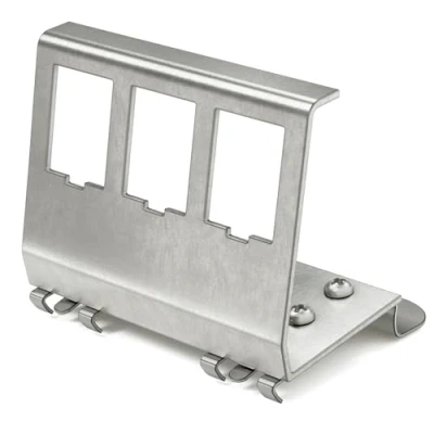 Afbeelding van HB DIGITAL Hutrail adapter voor RJ45 Keystone Module 3 poorts metalen houder roestvrij staal 1,5 mm montage op 35 DIN rail geschikt 14x16 Modules