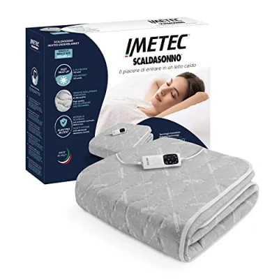 Afbeelding van Imetec, Adapto, bedwarmer voor eenpersoonsbed, 150 x 80 cm, snelle opwarming, constante en personaliseerbare temperatuur, anti allergeen doorgestikt weefsel, besturing met 6 temperaturen, Made in Italy
