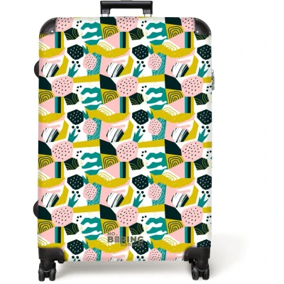 Afbeelding van NoBoringSuitcases.com® Koffer groot Reiskoffer lichtgewicht Fruitige jungle collage Rolkoffer met 4 wielen Grote trolley XL 98 liter bagage