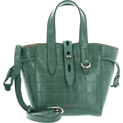 Afbeelding van FURLA Leren Schoudertas Handtas Net Mini Tote Bag Ulivo Turquoise
